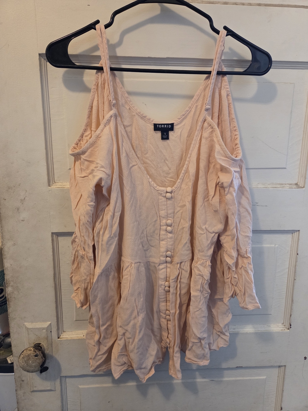 torrid Peach Cold-Shoulder Button-Front Camisole